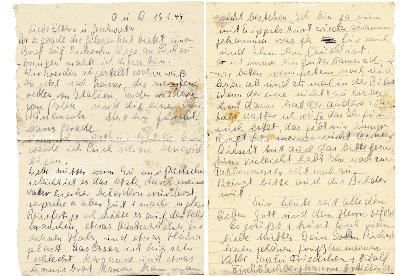 Richard A.: Feldpostbrief an die Niederkaufunger Familie