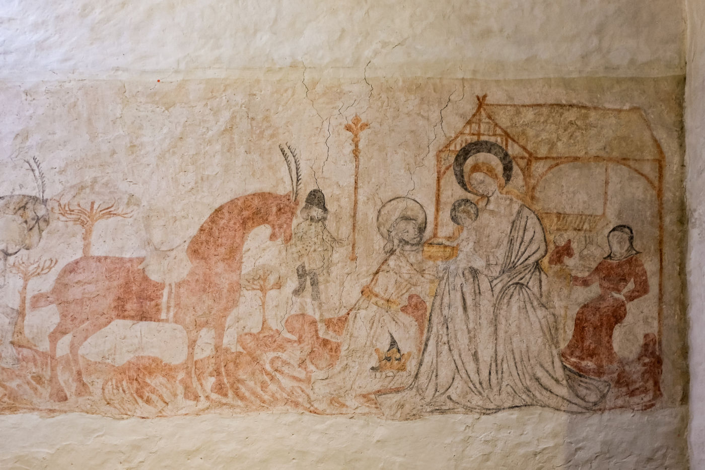 Zug der Könige, Wandmalerei, Mitte 15. Jahrhundert