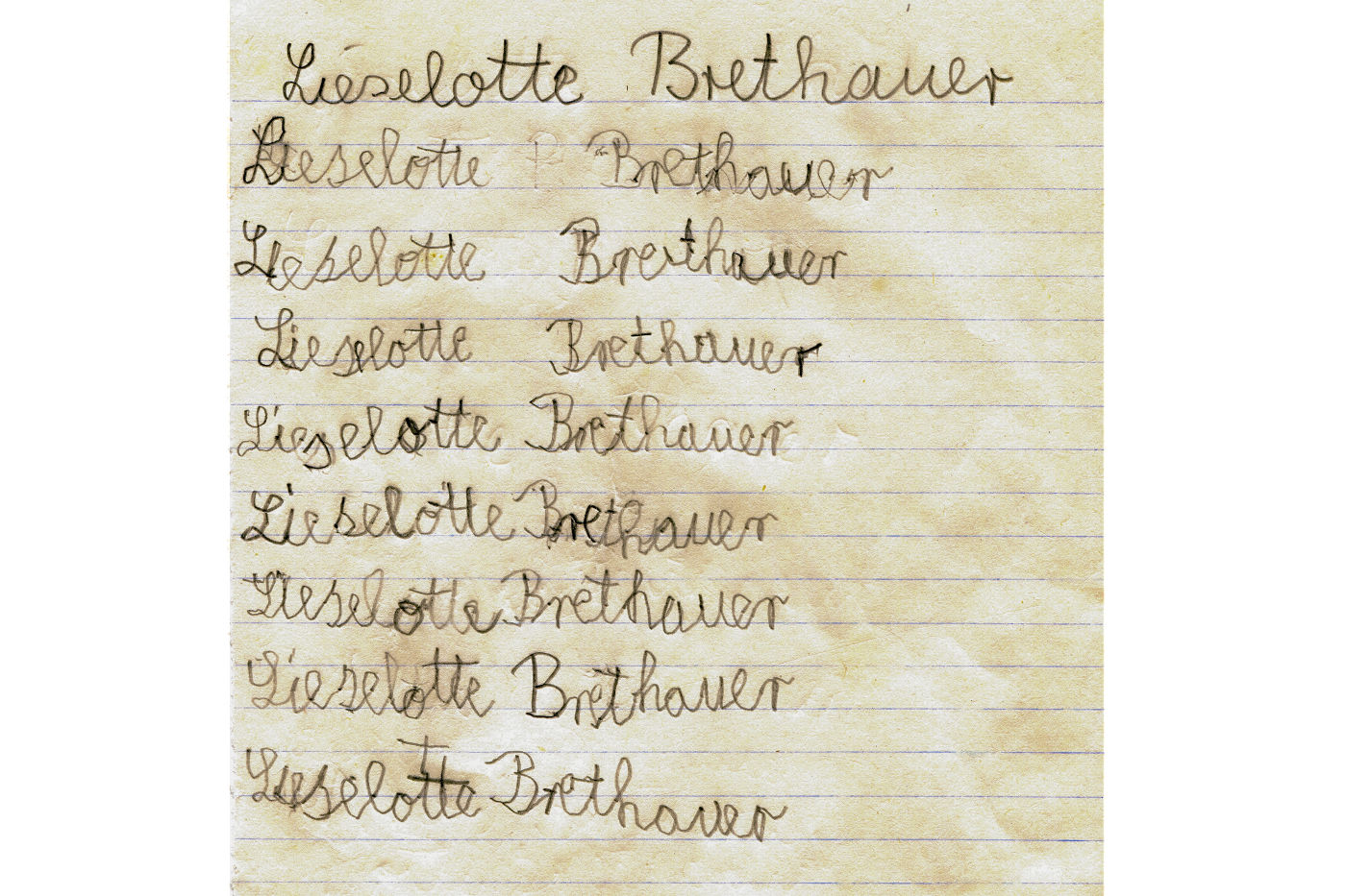 Schreibübungen von Lieselotte B., aufgehoben von ihrer Schwester