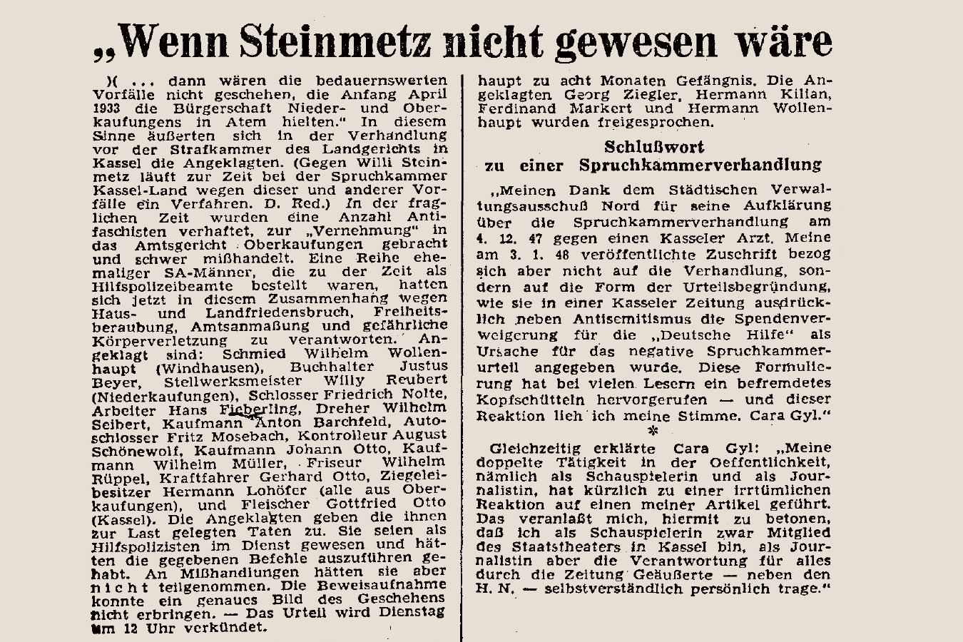 1948: Die Presse erinnert an Übergriffe